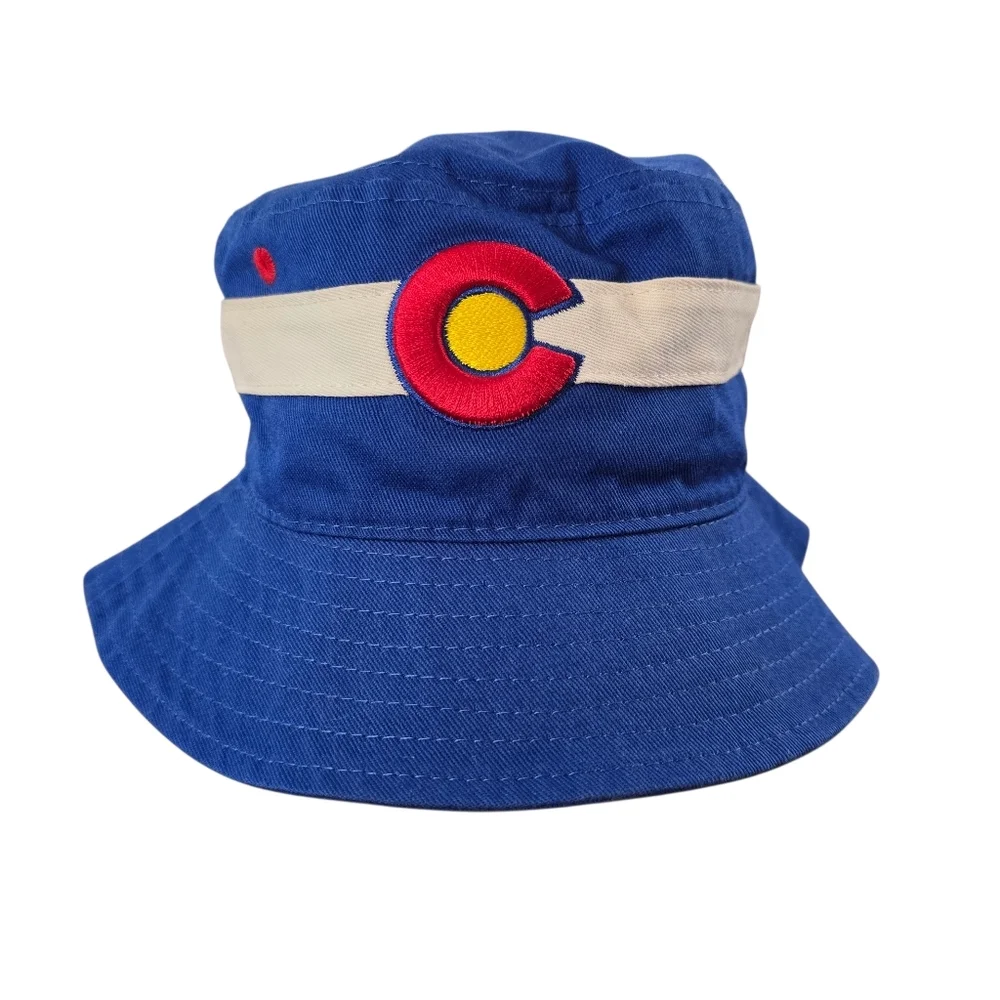 Colorado State Flag Bucket Hat Youth OS Blue White Red 100% Cotton Outdoor